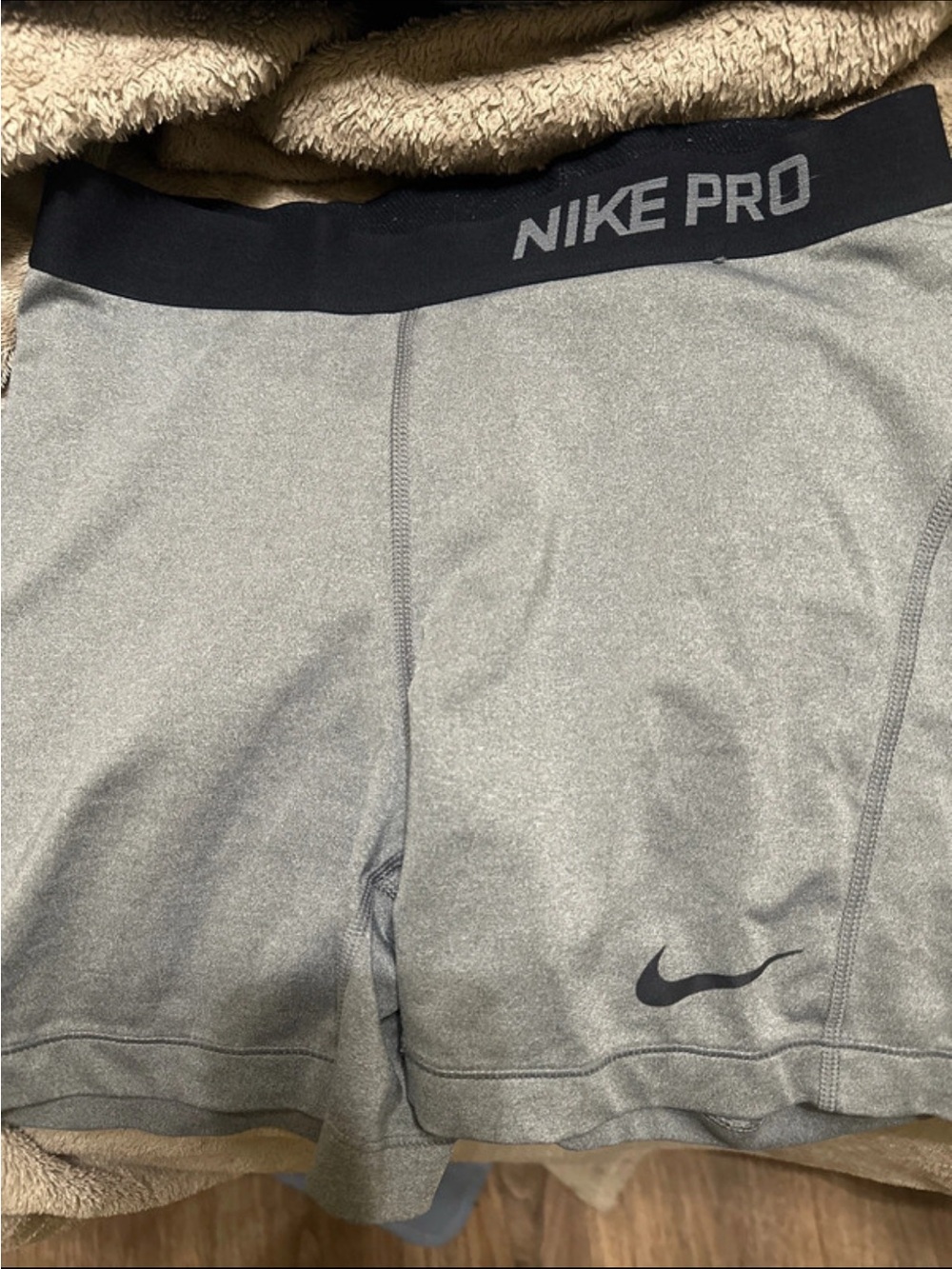 Nike Pro Men's Athletic Compression Shorts in Gray with Black Waistband